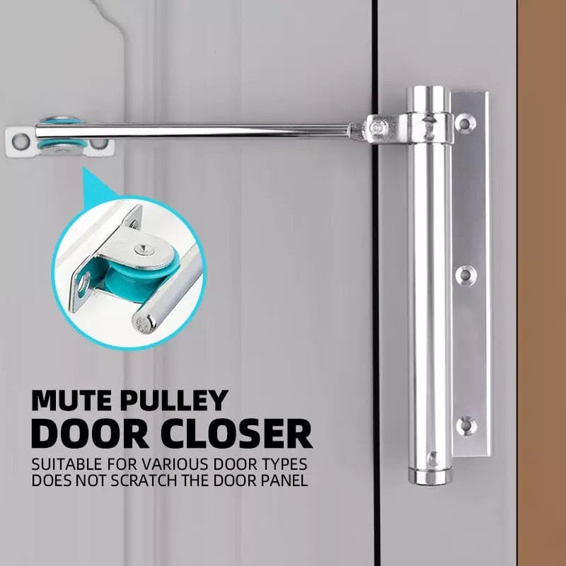 Adjustable Aluminum Alloy Automatic Door Closer, Mute Adjustable Automatically Surface Mounted Auto Closing Door, Self-Closing for Middle-Weight Door Adjustable Aluminum Alloy Automatic Door Closer, Mute Adjustable Automatically Surface Mounted Auto Closing Door, Self-Closing for Middle-Weight Door